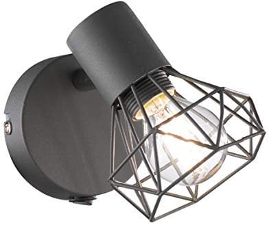 Fischer & Honsel Wandspot RAN, 1x E14 max. 40 Watt, grau matt/chrom, m.Schalter, 13,5x8x16cm, Strahler grau 1 flammig, 32470