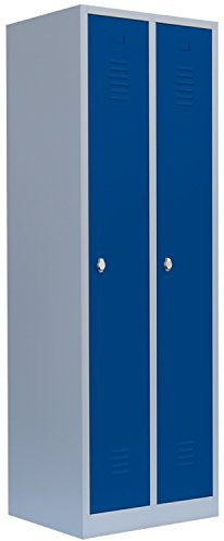 Lüllmann Spind komplett montiert Stahl-Kleiderspind Garderobenschrank 510101/2 türig 250mm grau/blau