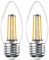 paul russells LED Candle Filament Light – 4.5W 40W Equivalent Replacement, 470LM Lumens, 2700K Warm White, ES E27 Edison Screw C35 Bulbs – Bright Energy Saving Non-Dimmable Lamps - 2 Pack