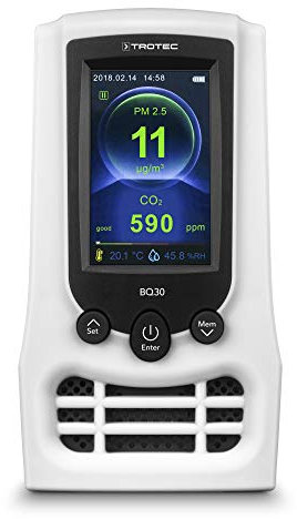 TROTEC CO2-Luftqualitätsmonitor und Partikelmessgerät BQ30 CO2 Ampel, Luftqualitätsmessungen, Kontrolle der Feinstaub- und CO2-Belastung
