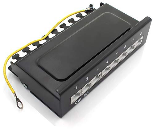 1aTTack.de 367459 Panneau de brassage CAT6a Panneau de distribution noir à 8 ports Technologie de connexion LSA+ Distribution réseau - RJ45 - TIA 568 A/B - noir