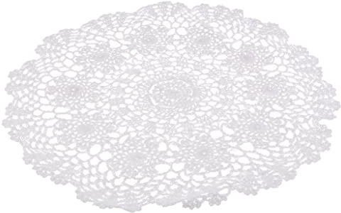 Hellery Lily Crochet Cotton Lace Deckchen Tisch Tischsets Deckchen Mat. Nr, Weiß, 40 cm