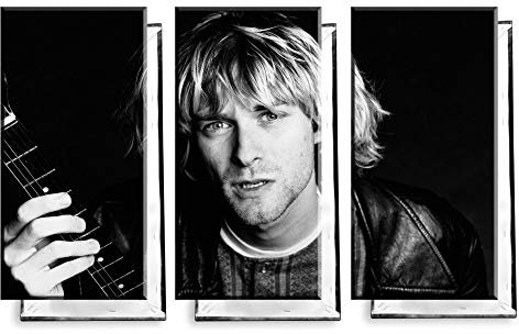 Unified Distribution Kurt Cobain - Nirvana - Dreiteiler (120x80 cm) Kunstdruck auf Leinwand • erstklassige Druckqualität • Dekoration • Wandbild