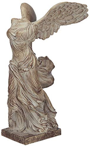 Design Toscano Nike, Winged Victory Goddess Statue, Polyresin, Gothic Stone, 9 Wx10. 5 Dx16 H