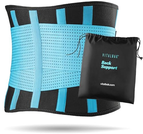 Vitalbak Faja Lumbar Hombre y Mujer - Alivia el Dolor y Las Lesiones en Cintura y Espalda - Cinturón Lumbar con Doble Ajuste - Gratis Bolsa de Transporte