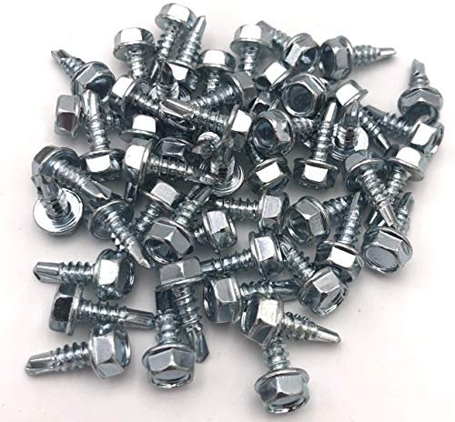 Intelmann 100 viti per trapano 4,2 x 13 mm con testa esagonale e disco pressato, in acciaio temprato zincato, autofilettante, DIN 7504 K