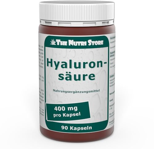 Hyaluronsäure 400 mg Kapseln 90 Stk. - 3 Monatsvorrat | 400 mg Hyaluronsäure + 80 mg Vitamin C je Tagesdosis - 90 Kapseln - mit Gelatinehülle