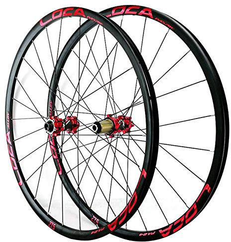 ZFF MTB Radsatz 26/27,5/29inch Mountainbike Vorderrad & Hinterrad Rad Durch Die Achse Scheibenbremse Rennrad Matt 8 9 10 11 12 Fach 24 Loch (Color : Red 1, Size : 27.5in)