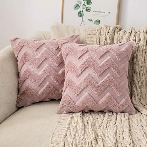 MIULEE 2er Set Wolle Kissenbezüge Dekokissen Polyster Sofakissen Weich Couchkissen Kissenbezug Zierkissenbezug mit Verstecktem Reißverschluss für Wohnzimmer Schlafzimmer Lederpuder 45x45cm