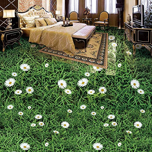 Benutzerdefinierte Bodenmalerei Tapeten Pflanzenblumen Gras Grün Wiese 3D Wandbilder Bodenbelag PVC Wasserdichte Bodentapete Dekoration-250 * 175cm