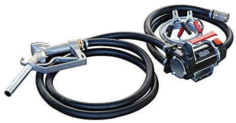PIUSI Kit Travaso Portatile per Gasolio Completo di Pompa a 12V, Portata 50 l/min, Morsetti, Pistola Manuale e Tubo 4 m | Battery Kit 3000 F0022500C