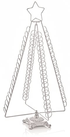 Christmas Tree Greetings Card Holder Metal Silver Tree Shape Holds 80 Cards 50cm