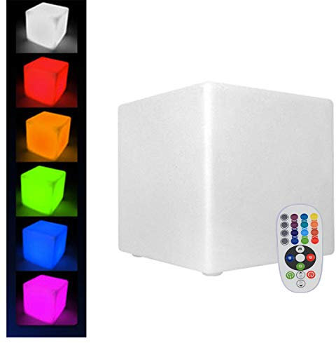 RibasuBB LED Würfel Licht Außen Wasserdichter Würfelhocker mit Fernbedienung, 30CM Wasserdichtes 16 RGB LED quadratischer Hocker energiesparender Leuchtwürfel Dimmbare Nachtlicht zum Wohnzimmer