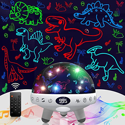 Projecteur de veilleuse dinosaure pour enfants avec minuterie et télécommande. Cadeaux dinosaures pour garçons de 1 à 12 ans. Jouets dinosaures pour enfants de 5 à 7 ans. Décoration de chambre