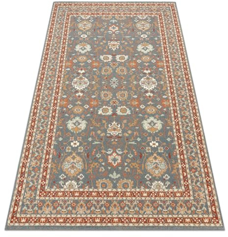 rugsx Wollteppich SOHO OSTA Kollektion 477.26.LA500, 100% Wolle, klassisch, Ornament, Rahmen, Oeko-TEX Zertifiziert, blau/terrakotta 200x300 cm