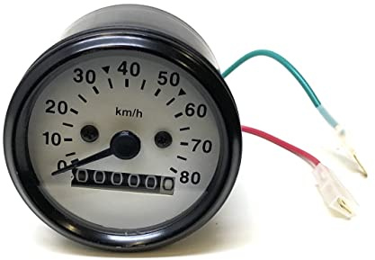 Tacho 60 mm weiß bis 80 km/h mit Beleuchtung passend für Hercules Prima 2–5, Simson S50 S51 S53 S70 – Tachometer Mofa Moped Mokick – weißes Ziffernblatt, Ø 60 mm