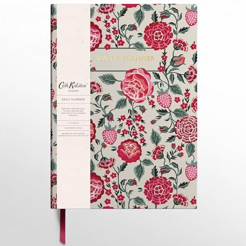 Cath Kidston A5 Tagesplaner undatiert - Tagesaufgabenplaner - 288 Seiten, Stundenplaner, Notizseite - Cath Kidston Terminplaner 2024 A5 für neuen Job oder Universität - Stawberry