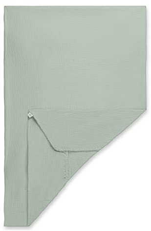 hauck Baby Spannbettlaken 60x120 cm für Reisebettmatratzen, Baby Matratzenbezug Baumwolle Musselin, 60° C Maschinenwäsche, Babybettlaken mit Gummizug (Sage)
