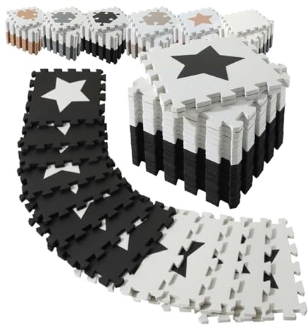 INTOMENG Puzzlematte für Kinder, 20-teiliger Schwarz-Weiß Baby Play Mat for Floor Interlocking Eva, 30x30 cm pro Teil, Einfach zu Reinigen & Platzsparend verpackt