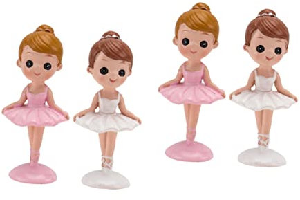 Warmhm 4 Stück Ballerina-mädchen Autos Cupcake Topper Dekorative Mädchenfigur Tanzbewegungen Figur Cupcake-topper Mit Tanzendem Mädchen Kuchenspieße Puppenhaus Kind Harz Marionette Weiß