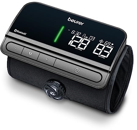 Beurer BM81 easyLock Automatic Upper Arm Blood Pressure Monitor, Smart Cuff Without Cables for Fast Measurement, Data Transfer to Apple Health and co, Bluetooth, 240 Memory Sets