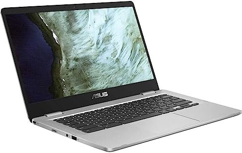 ASUS Chromebook C423N Clamshell Ordinateur portable, 14 po HD 4 voies NanoEdge, processeur Intel Celeron N3350, 4 Go de RAM DDR4, 64 Go de stockage eMMC, argent, Chrome OS (ASUS C423N)