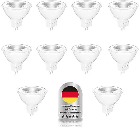 MR16 LED Leuchtmittel GU5.3 12V LED Strahler Birne Tageslicht Weiß 2700K Leuchtmittel 50W Halogenlampe Entspricht 500 Lumen Nicht dimmbar Strahler 10 Stück (Warmweiß)