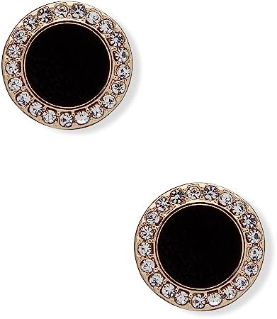DKNY Damen-Ohrstecker mit Inlay in Gold und Schwarz mit Kristallsteinen, 60539440