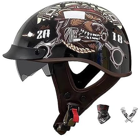 Casco Scodella Casco Scodella Omologato Casco Approvato ECE Moto Mezza Casco Moto Cruiser Chopper Casco Motociclista Adulto Casco Moto Scooter per Uomini E Donne