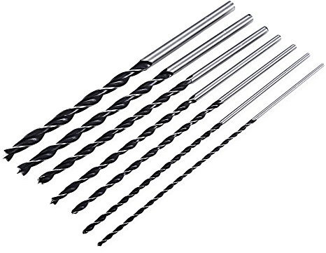 KhUKhu 7-teiliges x langes Holzbohrer-Set, 4 mm, 5 mm, 6 mm, 7 mm, 8 mm, 10 mm, 12 mm x 300 mm Brad-Spitze
