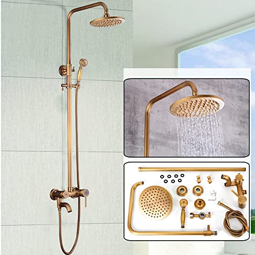 Kit de douche rétro - Ensemble barre de douche - Pommeau de douche à effet pluie - Surface cuivre - Distance de 150 mm - Poids : 5 kg