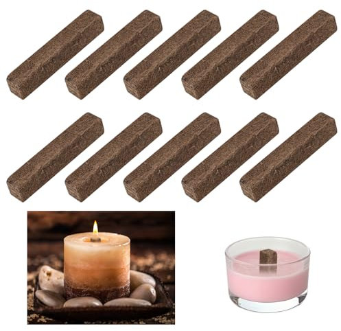 10 Stück Dauerdocht für Wachsfresser, 20 * 20 * 100mm Kerzendocht für Kerzen aus Holz, Kerzendochte für Kerzenfresser, für Outdoor Kerzenrestefresser, Wachsfresser, Schmelzlicht und Betonfeuer