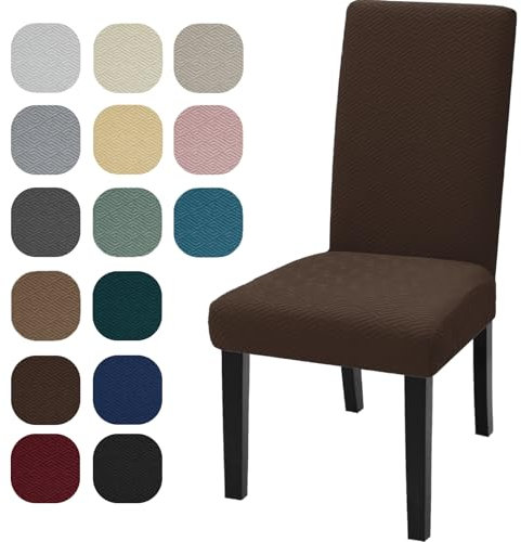 YSTELLAA Stuhlhussen 6er Set, Stuhlhussen Stretch, Sesselüberzug, Universal-Sitzbezug, Waschbar Und Abnehmbar, Dekoration Stuhlbezug Für Haus, Bankett-/Büro-Hochzeitsdekorationen, Kaffee