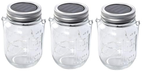 OSALADI 3st Solar-einmachglas-lichter Dekorative Feenlaterne Glühwürmchenglas Licht Lichterkette Im Glas Solar Weckgläser Solar Lichterkette Tischdeko Hängend Lichterketten Laternenpfahl