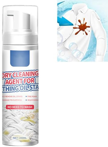 Dry Cleaning Spray,Dry Cleaning Agen For Clothing Oil Stain,Dry Spot Cleaner For Clothes,Oil Stain Dry Cleaning Agent for Clothing,Dry Stain Remover Cleaning Fluid Agent,200ML