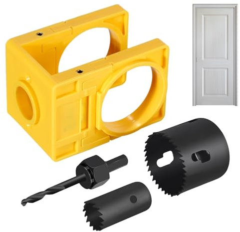 AALLYN Door Lock Installation Kit,Door Knob Drilling Kit - Door Drill Kit Hand Tools, Door Installation Tools with Guide Template for 1-3/8 to 1-3/4 Inch Doors