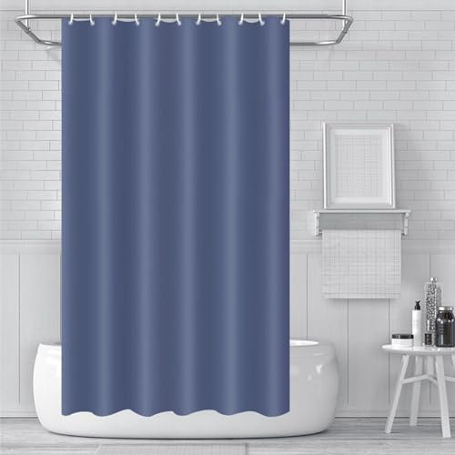 Cortinas de Ducha Resistente al Agua y al Moho PEVA 180x180cm Azul con 12 Ganchos, Ducha de Tela Lavable Impermeable Antibacteriano Secado Rápido Antimoho Dobladillo Ponderado para Baño Bañera