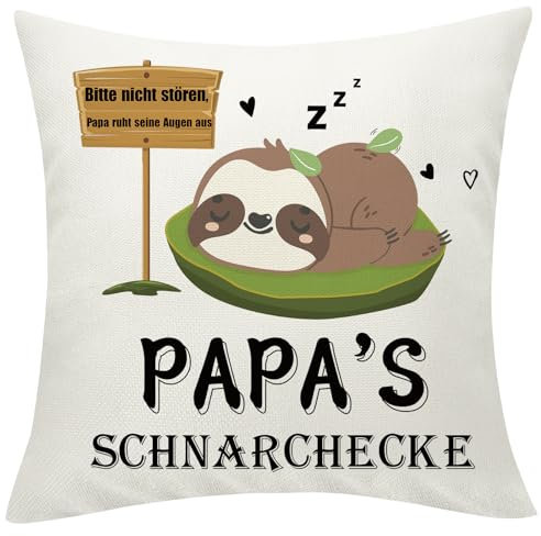 Yamonic Papa Geschenk Vatertagsgeschenk für Papa Geschenk Geburtstag Faultier Geschenk Faultier Papa Kissenbezug 45x45cm Geschenk zum Vatertag Papas Schnarchecke Geschenk Weihnachten