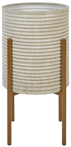 Pot de Fleurs en Métal 31 x 31 x 58 cm sur Pieds Beige Alpinus