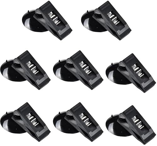 8pcs Suction Cup Clips, Shower Curtain Hooks Splash Guard Round Suction Cups with Clips to Prevent Water Splashing Out Windproof Suction Wall Clamp for Fridge Shower Room Camping Car (Black)