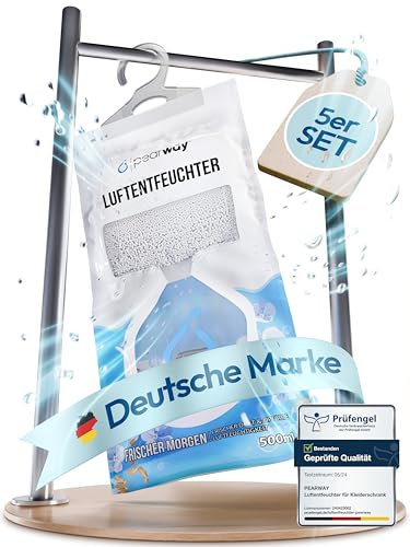 PEARWAY Luftentfeuchter Beutel XL 5x250g I Feuchtigkeitsabsorber I Moisture Absorber I Luftentfeuchter Fenster I Luftentfeuchter Schrank I Entfeuchter Beutel I Fenster Entfeuchter Entfeuchter Schrank