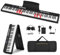 MUSTAR 88 Key Piano Keyboard with Lighted Up Keys, Foldable Electric Piano Keyboard Semi-Weighted, Portable Digital Piano for Beginners, Bluetooth, USB MIDI, Headphones, Case, Sustain Pedal (Black)