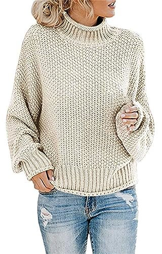 Strickpullover Hoodie Damen Dicker Garn Fried Dough Twist Pullover Hoher Hals Dicker Warmer Weicher Pullover Lässige Lose Pullover Kabelstrickwaren Oversize Langarm Sweatshirt