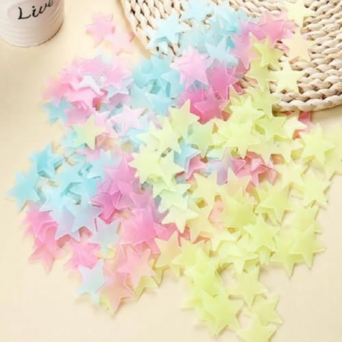 100 stücke 3D Sterne Glow In Dark Leuchtende Fluoreszierende Wand Aufkleber Home Decor Aufkleber Tapete Dekorative-Farbe mischen