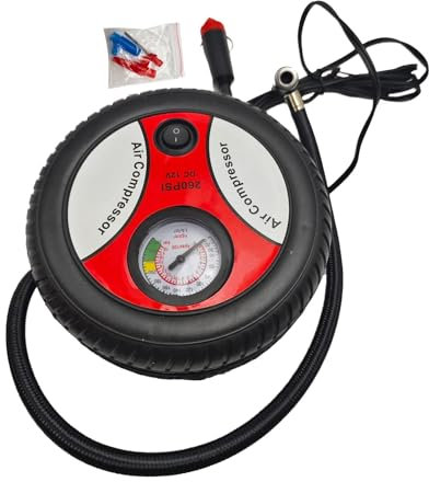 portátil del compresor de aire, bomba del neumático para el portátil del coche - Bomba de neumáticos para coche | Bomba de neumáticos eléctrica multifuncional de 12V con manómetro de puntero portátil