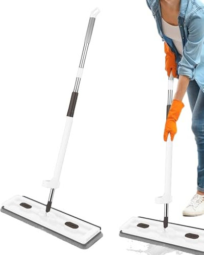 Trapeador de Microfibra, Trapeador para Pisos de Madera, Trapeador de polvo para pisos de madera con 2 almohadillas de microfibra reutilizables, Mopa seca y húmeda para suelos de baldosas cerámicas la
