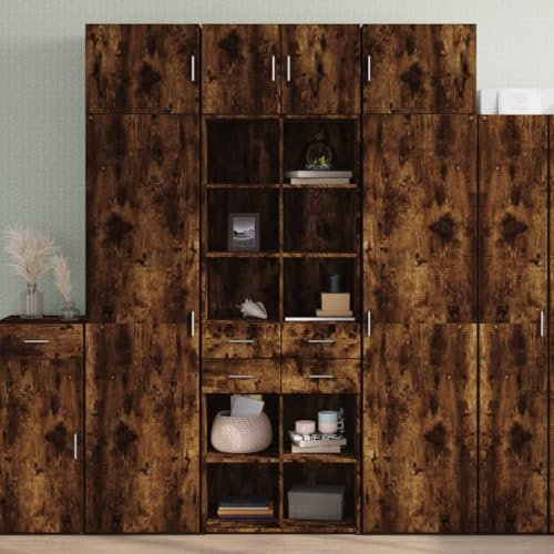 Juroupi Highboard Wohnzimmerschrank Sideboard Wohnzimmer MöBel SchräNke Highboard Wohnzimmer Räuchereiche 70x42,5x185 cm Holzwerkstoff - 3281466