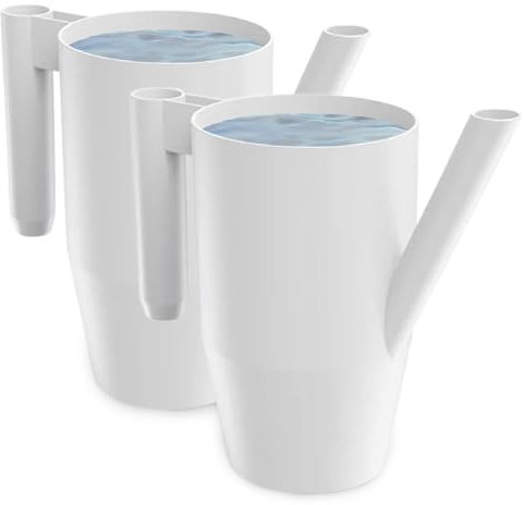 PECZEKO Gießkanne 2,0 Liter für Haus & Garten - aus robustem Kunststoff - giesskanne zur einfachen Bewässerung von Blumen, Pflanzen und zimmerpflanzen 2er-Set (2 Pack) Weiß