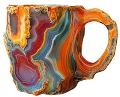 GETBSTOOP Tazas de café de cristal mineral, nueva taza de café de cristal 2024, tazas de café de cristal mineral natural de 400 ml con asa, taza de cristal colorida, taza de café translúcida