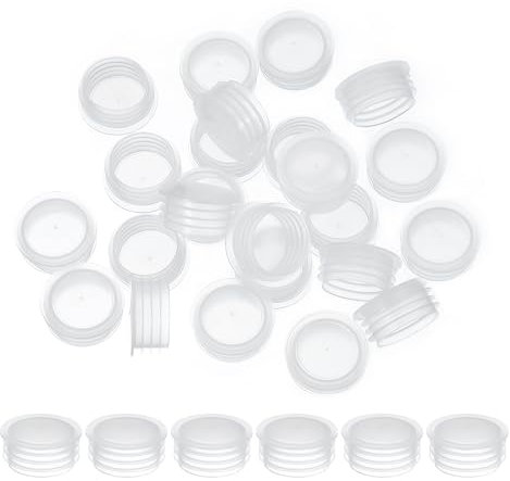 PATIKIL Salt and Pepper Shaker Stoppers 20mm/0.79, 25Pcs Plastic Salt Shaker Plug Replacement Reusable Clear Round End Cap for Pots Bottles Pipes